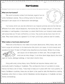 Hurricane Print and Digital Reading Activity by Samson's Shoppe | TpT