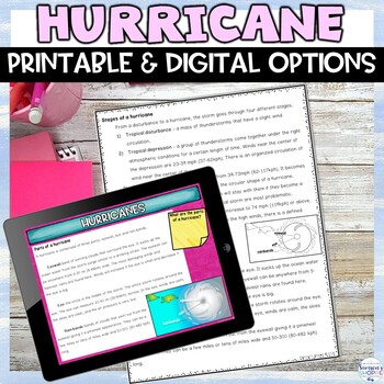 Preview of Hurricanes Reading Comprehension Worksheets Activity