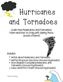 Preview of Hurricane and Tornado Reading Comprehension