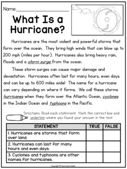 Hurricanes & Hurricane Safety Natural Disasters Activities by ...