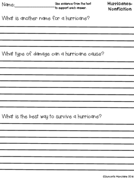 Hurricanes Paired Passages with Text Based Evidence Questions | TPT