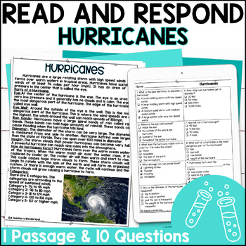 Preview of Hurricanes Reading Passage Comprehension & Quiz | Science Centers