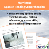 Hurricanes Spanish Reading Comprehension Worksheet