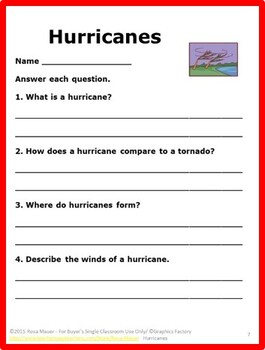 Hurricanes: Do Tornadoes Really Twist?, Task Cards, Weather Worksheets ...