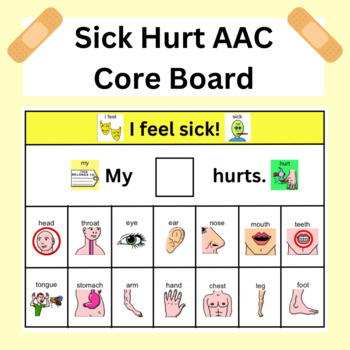 Preview of Hurt Sick Body Parts Core Board AAC Non-Verbal Limited Verbal LAMP WFL