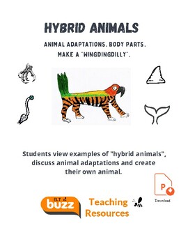 Hybrid Animals. Body Parts. Animal Adaptations. Drawing. Vocabulary.