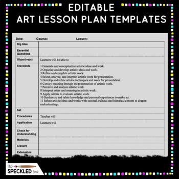 Preview of Lesson Plan Template With Art Standards Prefilled for Regular + Hybrid Schedules
