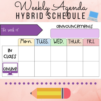 Preview of Hybrid Weekly Schedule // Weekly Agenda