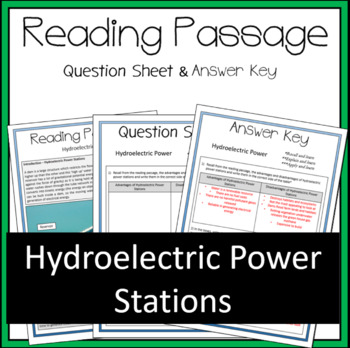 Preview of Hydroelectric Power Stations Activity - Reading Passage