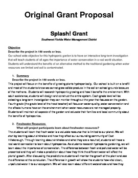 Preview of Hydroponic Garden Grant - SPLASH Grant for $3,200