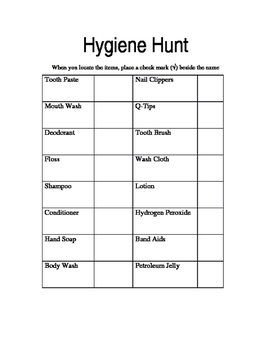 Hygiene Hunt by Brandi Muffie | TPT
