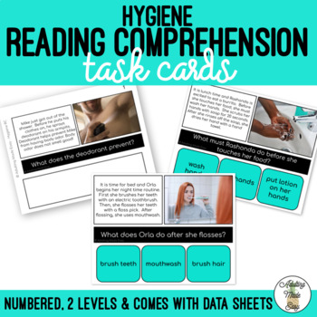 Preview of Hygiene Simplified Reading Comprehension Task Cards