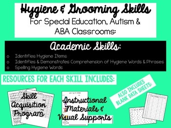 Preview of Hygiene Skills for Special Education, Autism or ABA Classroom