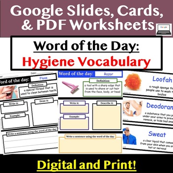 Preview of Hygiene Vocabulary _ Word of the Day Set 7 _ Google Slides and PDF 