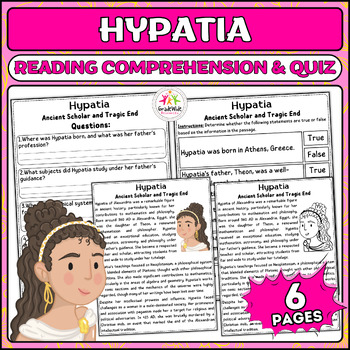 Preview of Hypatia: Ancient Scholar and Trailblazer Reading Comprehension & Quiz Activities