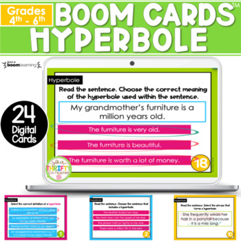 Preview of Hyperbole Boom Cards | Digital Task Card Activities