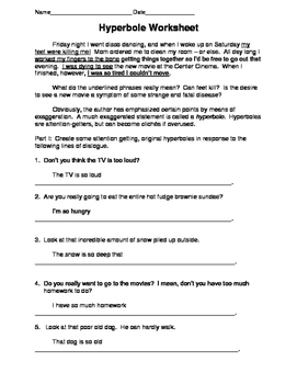 Hyperbole Worksheet By Family 2 Family Learning Resources Tpt
