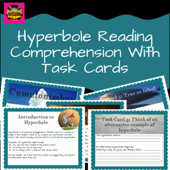 Preview of Hyperbole and Exaggeration Reading Comprehension Includes Texts and Task Cards