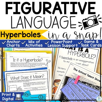 Preview of Hyperbole Worksheets Poems Game PowerPoint Figurative Language 3rd 4th 5th Grade
