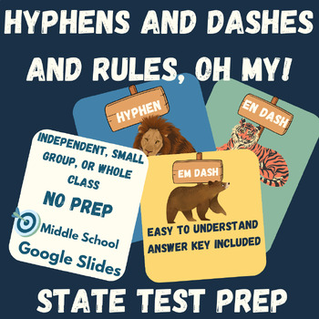 Preview of Hyphen, En Dash, Em Dash State Test Prep Lk Forward Exam Middle School ELA 2024