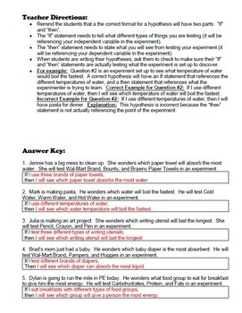 hypothesis worksheet 5th grade