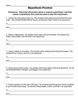 create your own hypothesis worksheet