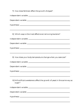 create your own hypothesis worksheet