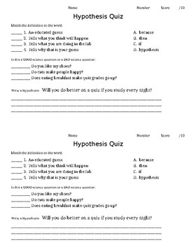 writing hypothesis quiz