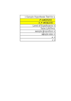 Preview of Hypothesis Testing Excel Calculator