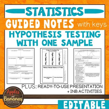 Preview of Hypothesis Testing with One Sample - Guided Notes, Presentation, +INB Activities