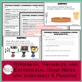 Hypothesis, Variables, & Experimental Group Guided Notes &
