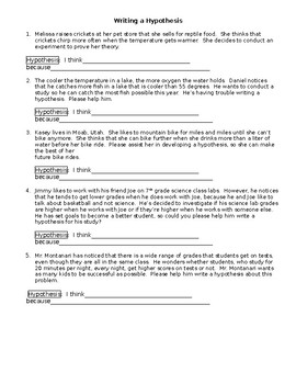 how to write a good hypothesis worksheet answer key