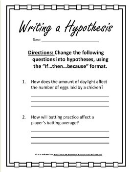 forming hypothesis worksheet