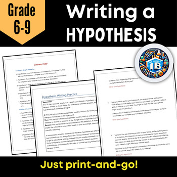 Preview of Hypothesis Writing: Scientific Method Worksheet and Solutions