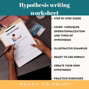 Preview of Hypothesis Writing Worksheet : Step by Step guide with format & writing prompts