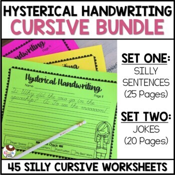 Preview of Hysterical Handwriting Worksheets Cursive Bundle