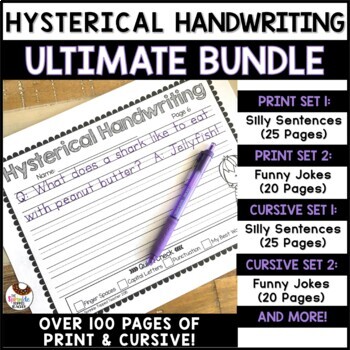 Preview of Hysterical Handwriting Worksheets | Cursive & Print Bundle