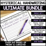 Hysterical Handwriting Worksheets | Cursive & Print Bundle