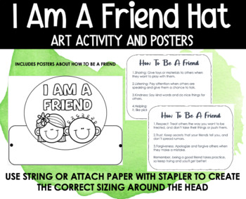 I AM A FRIEND HAT & POSTERS | SOCIAL EMOTIONAL ART ACTIVITY | PRIMARY