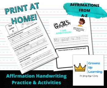 Preview of I AM...Affirmation Handwriting Workbook (PreK - 4th)