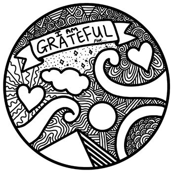 Preview of I AM GRATEFUL - Colouring in Template