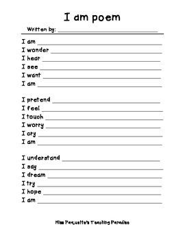 Preview of "I AM" Poem Template - FREEBIE!!