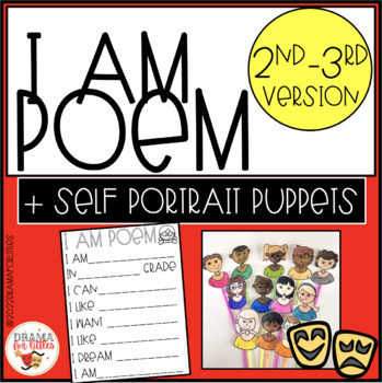 Preview of I AM Poem and Self Portrait Puppet 2nd-3rd Grade Version