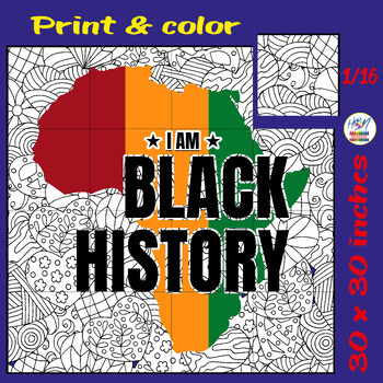 Preview of I Am A Black History Collaborative Coloring Activities Bulletin Board Poster Art