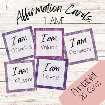 Preview of I Am Affirmation Statement Cards (Purple/Mauve) - FREE!