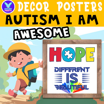 Preview of I Am Awesome AUTISM Awareness Inspiration - Classroom Decor Bulletin Board Ideas
