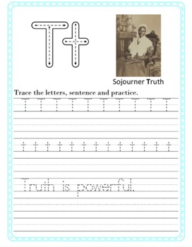 Preview of I Am Black History Handwriting Letter T (1st & 2nd grade)