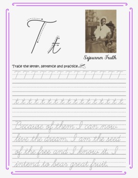 Preview of I Am Black History Letter T cursive (3rd and 4th grade)