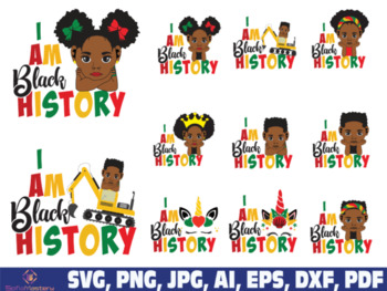 Preview of I Am Black History Svg, Afro Kids