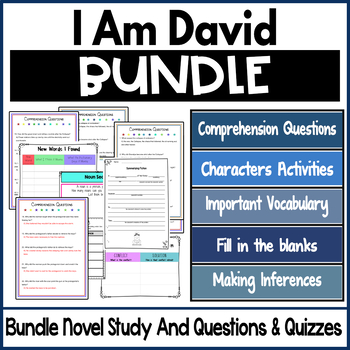Preview of I Am David by Anne Holm Novel Study | Questions and Quizzes - BUNDLE